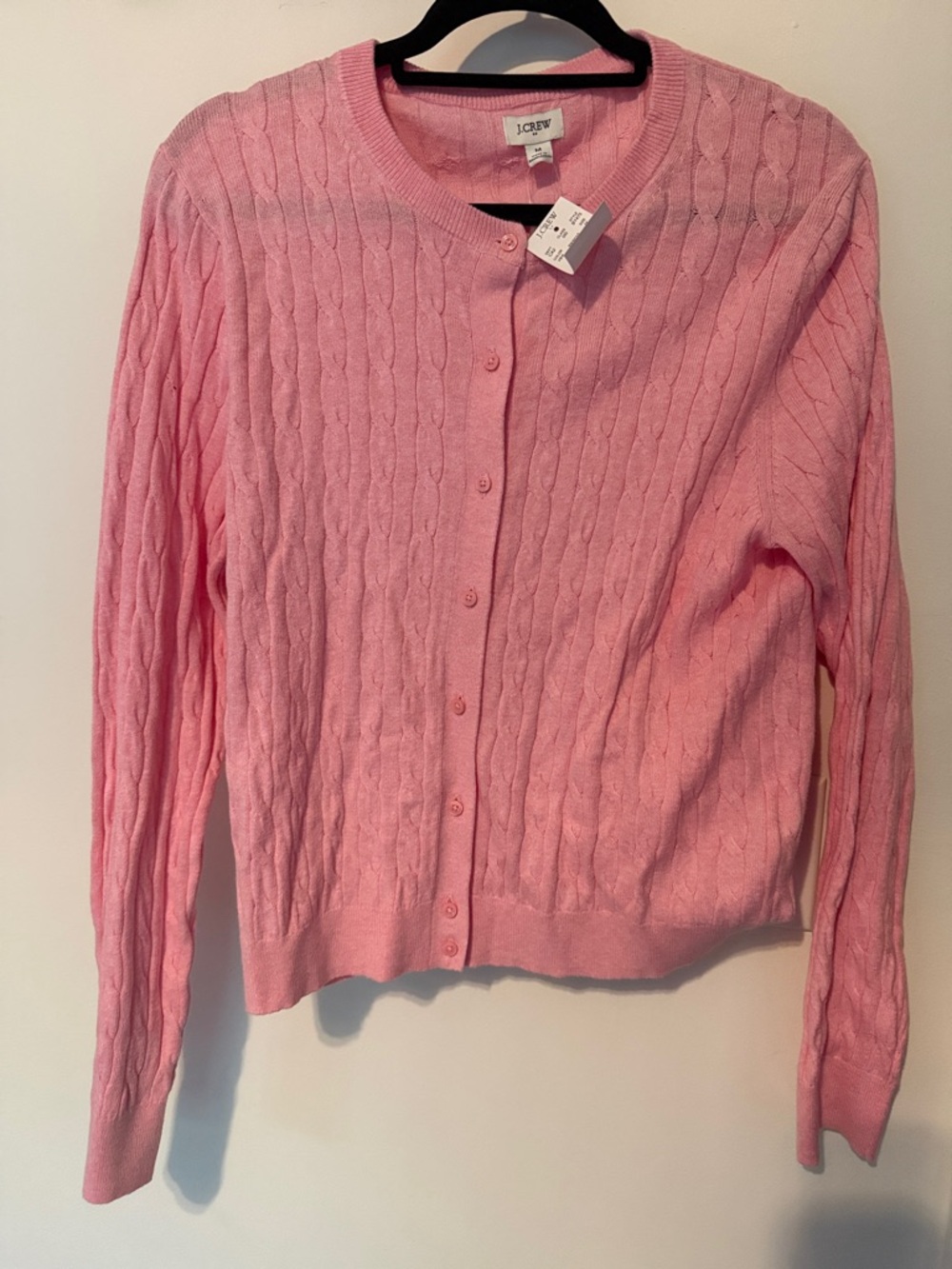 J. Crew Pink Cable Knit Button-Front Cardigan